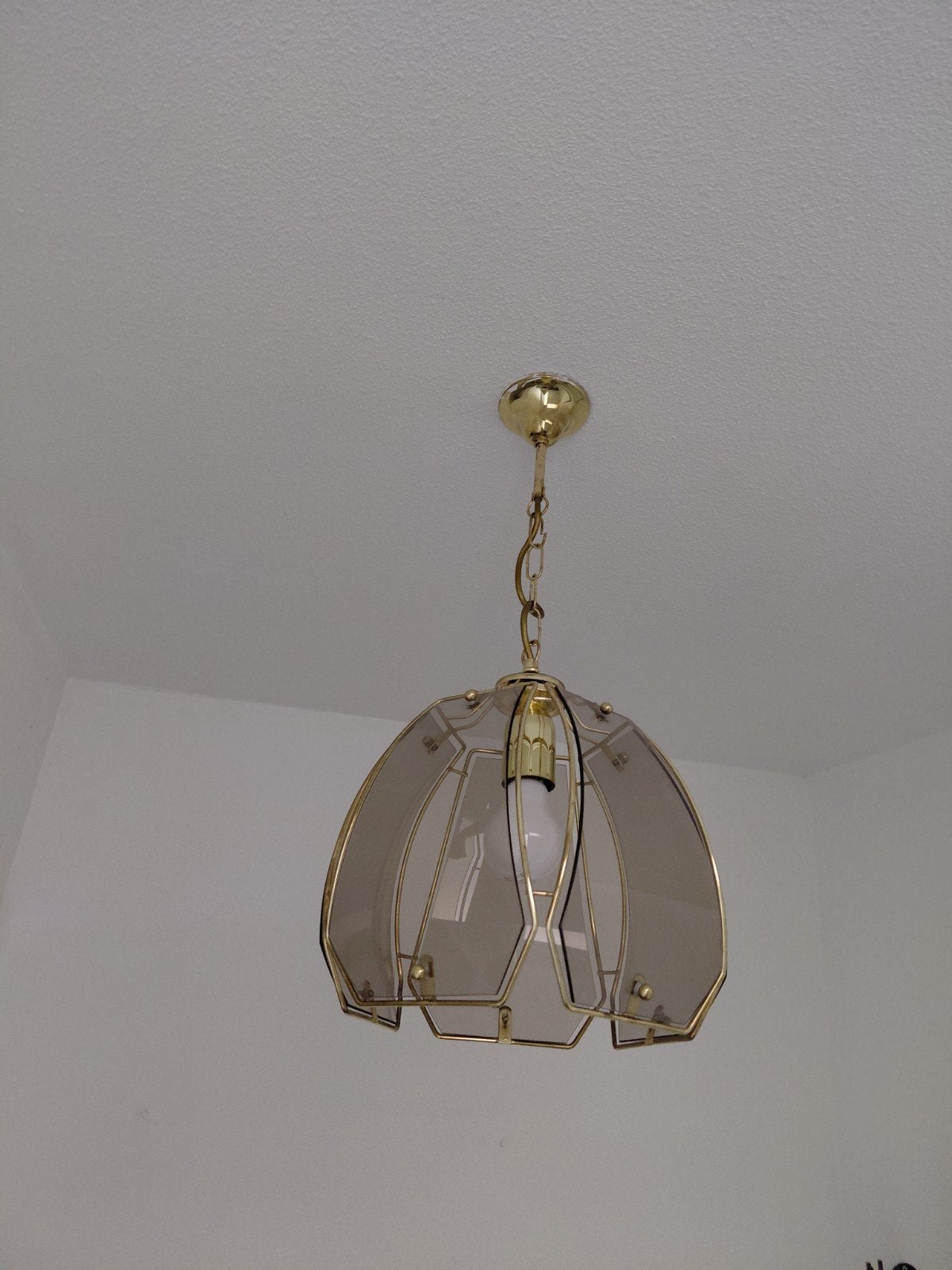 Glazen hanglamp - vintage Hollywood Regency, Ophalen, Gebruikt, Glas, Klassiek