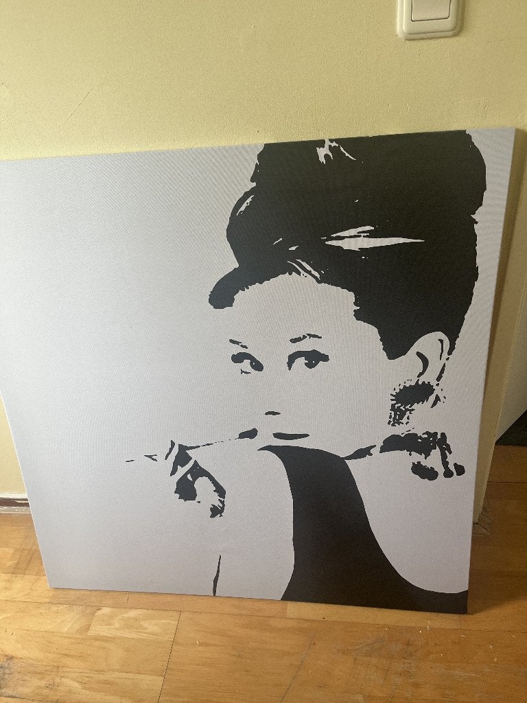 Audrey Hepburn canvas, 90 x 90 cm, Ophalen, Zo goed als nieuw, Schilderij, 75 tot 100 cm
