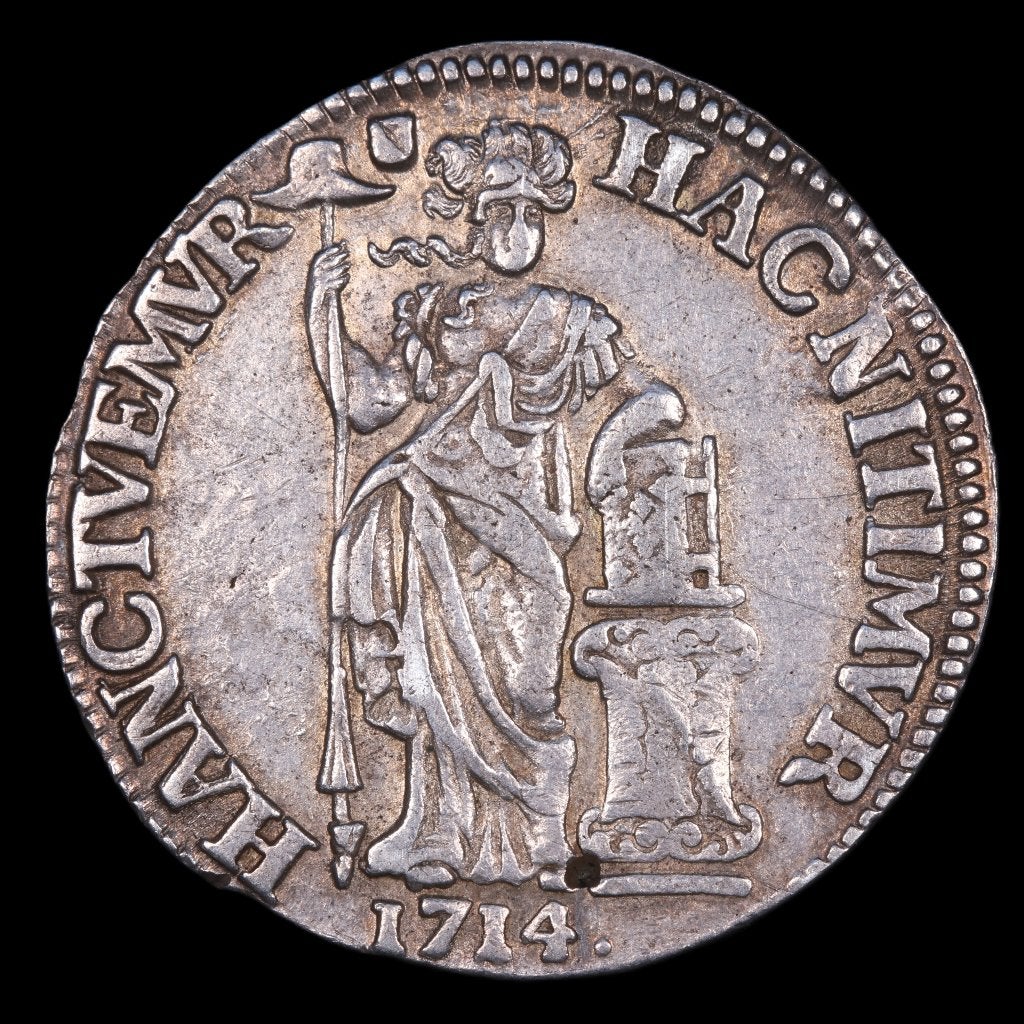 1 Gulden Utrecht, 1714. Zfr., 1 gulden, Vóór koninkrijk, Zilver, Ophalen of Verzenden
