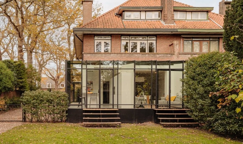 TUDOR Steel Design glazen aanbouw – ca. 8 x 4 meter / 32 m², Doe-het-zelf en Verbouw, Ophalen, Gebruikt, 225 cm of meer, Overige typen