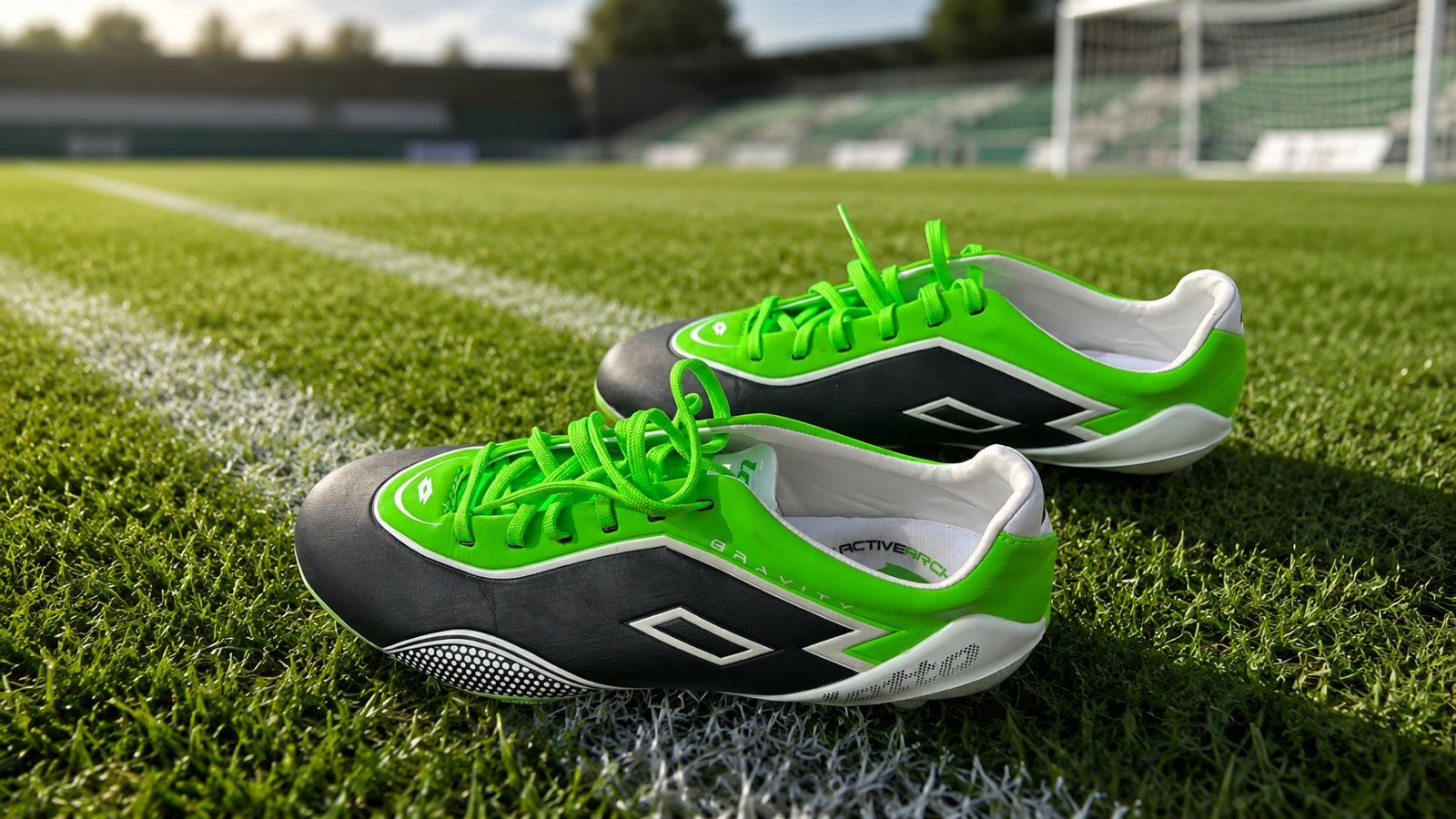 Lotto Gravity Voetbalschoenen - Zwart/Neon Groen, Ophalen, Schoenen, Maat L, Zo goed als nieuw