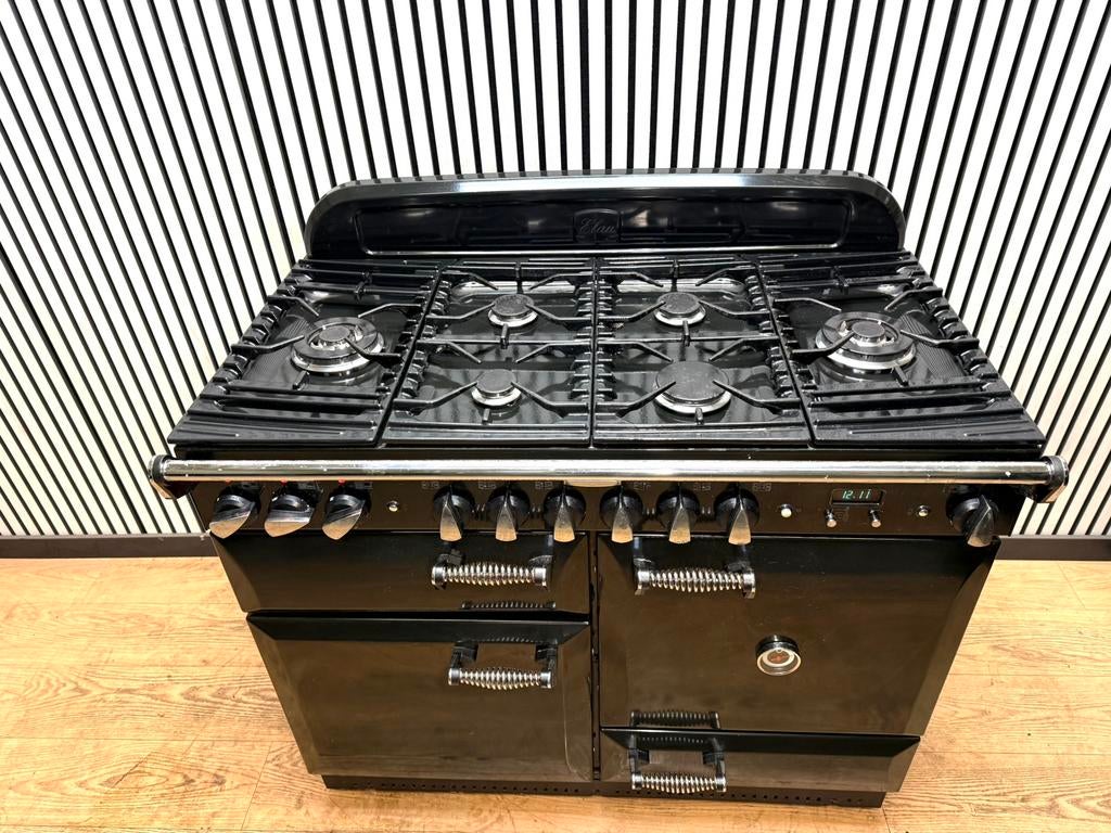 Luxe Falcon Elan zwart hoogglans met 3 ovens 110 cm, Fornello Esperta, Ophalen of Verzenden, Zo goed als nieuw, Energieklasse A of zuiniger