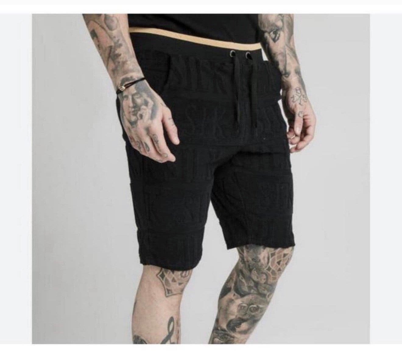 SikSilk ss-1662 inverse gym shorts korte joggings broek man, P, Zwart, P, P