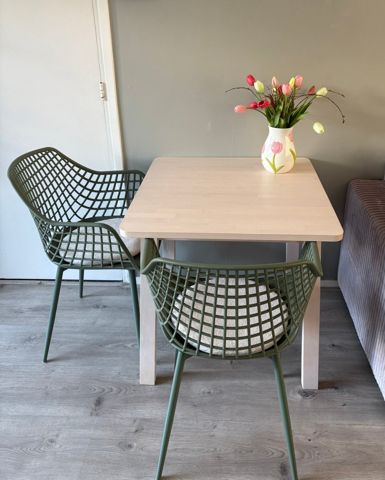 Mooie tweepersoons eettafel whitewash, Ophalen, Gebruikt, 50 tot 100 cm, Vierkant