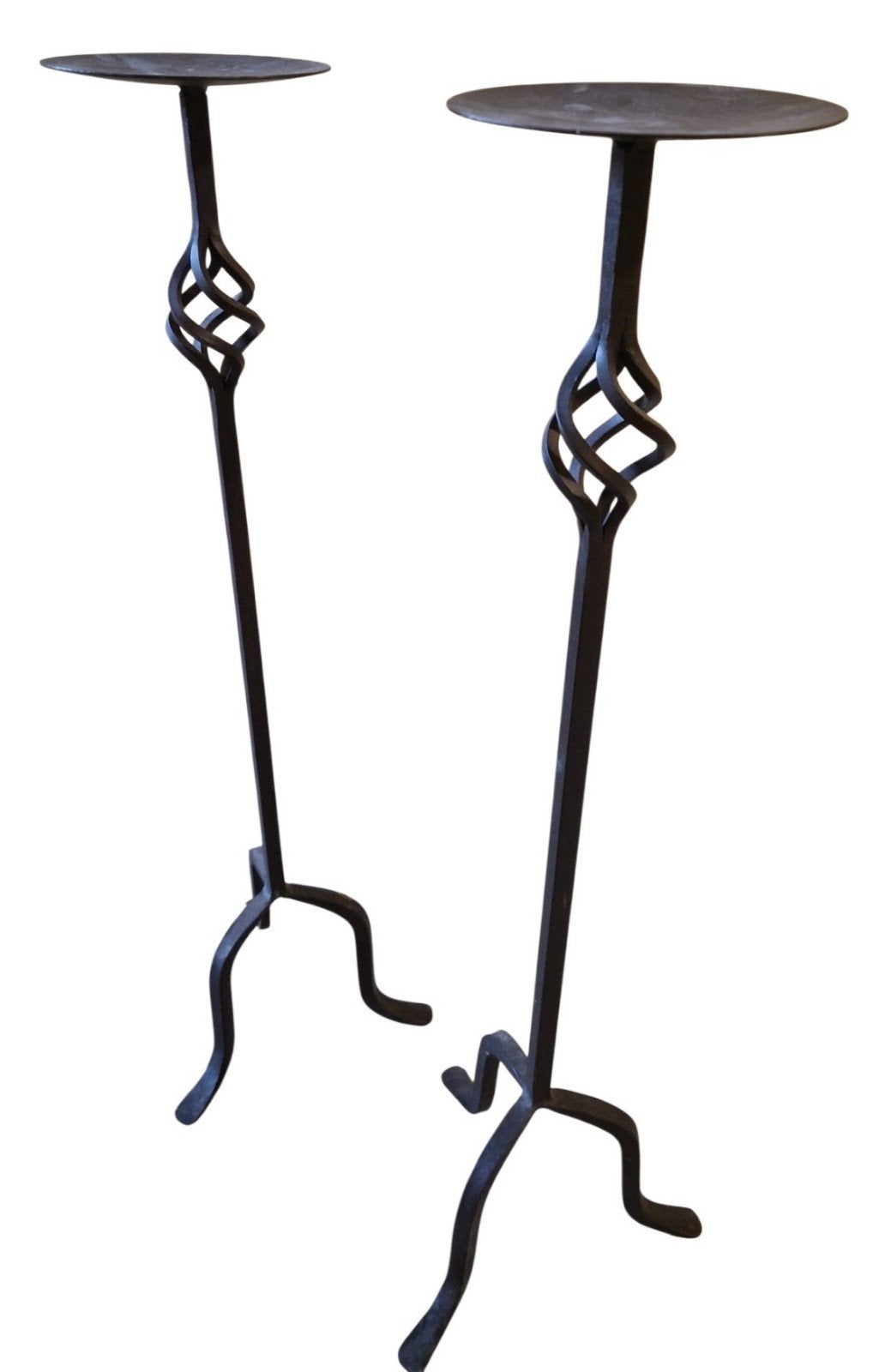 Set van 2 Gietijzeren Vloerkandelaars 88.5 cm Zuil, Huis en Inrichting, Ophalen, Kandelaar, 89 cm