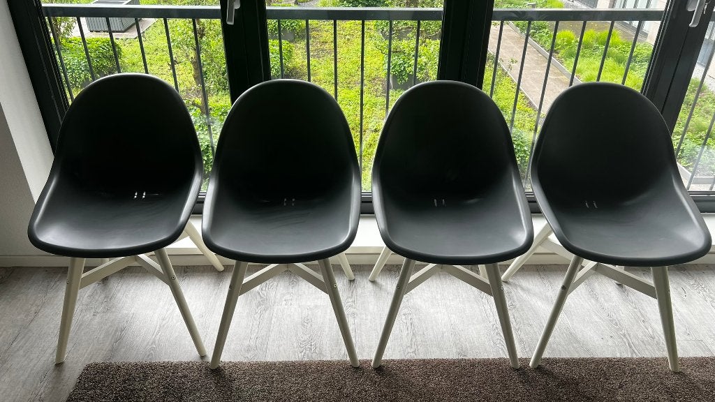 Set van 4 IKEA FANBYN Eetkamerstoelen, Huis en Inrichting, Stoelen, Gebruikt, Vier, Grijs, Ophalen