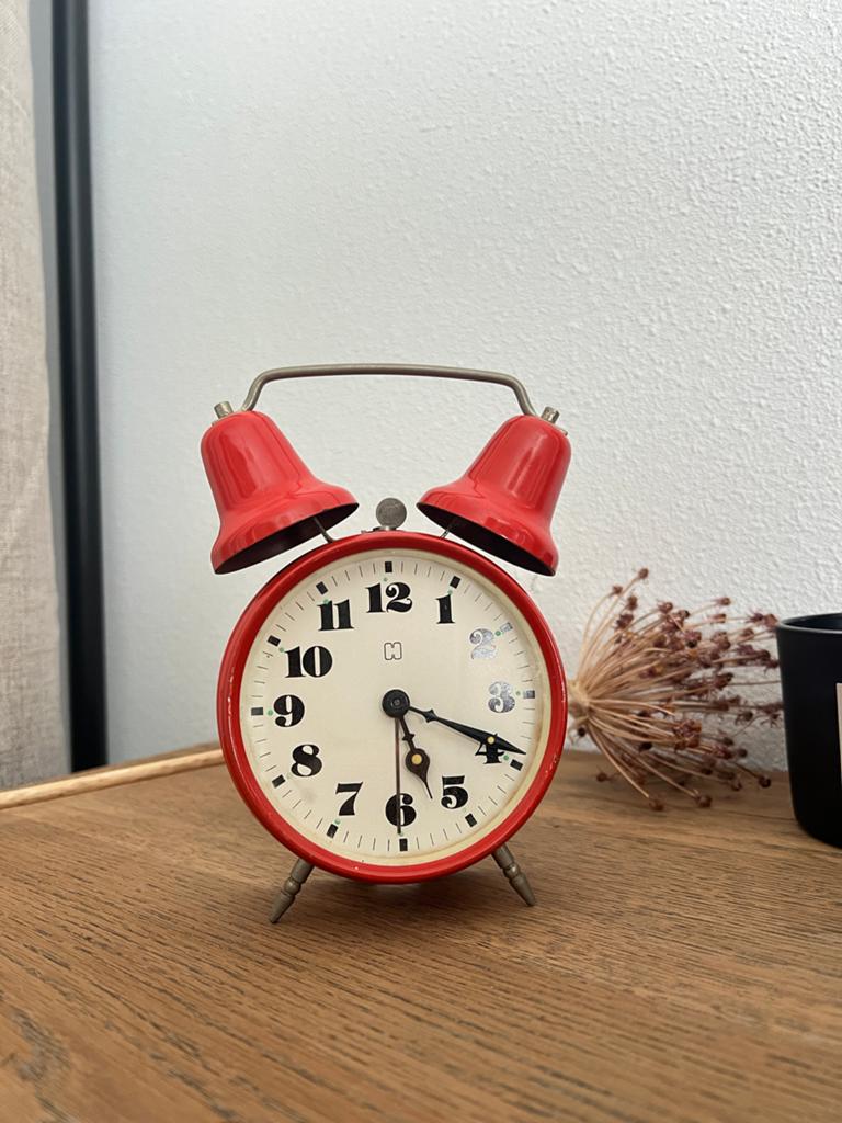 Vintage Hema Wekker Rood met Bellen - Klassiek Design, Ophalen