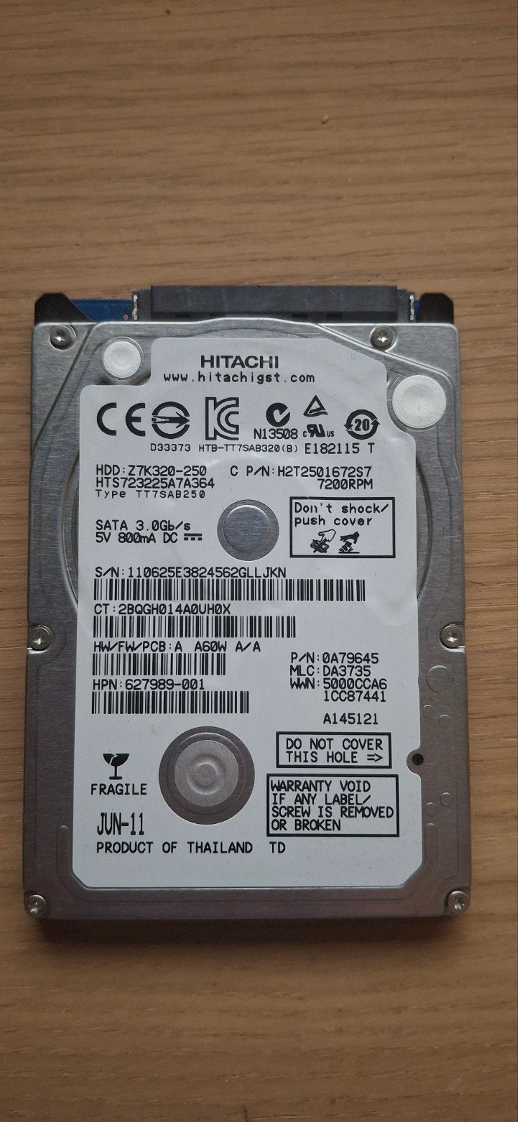 Hitachi HDD 320GB SATA 3Gb/s - Interne harde schijf, Intern, Gebruikt, 320 GB, Ophalen of Verzenden