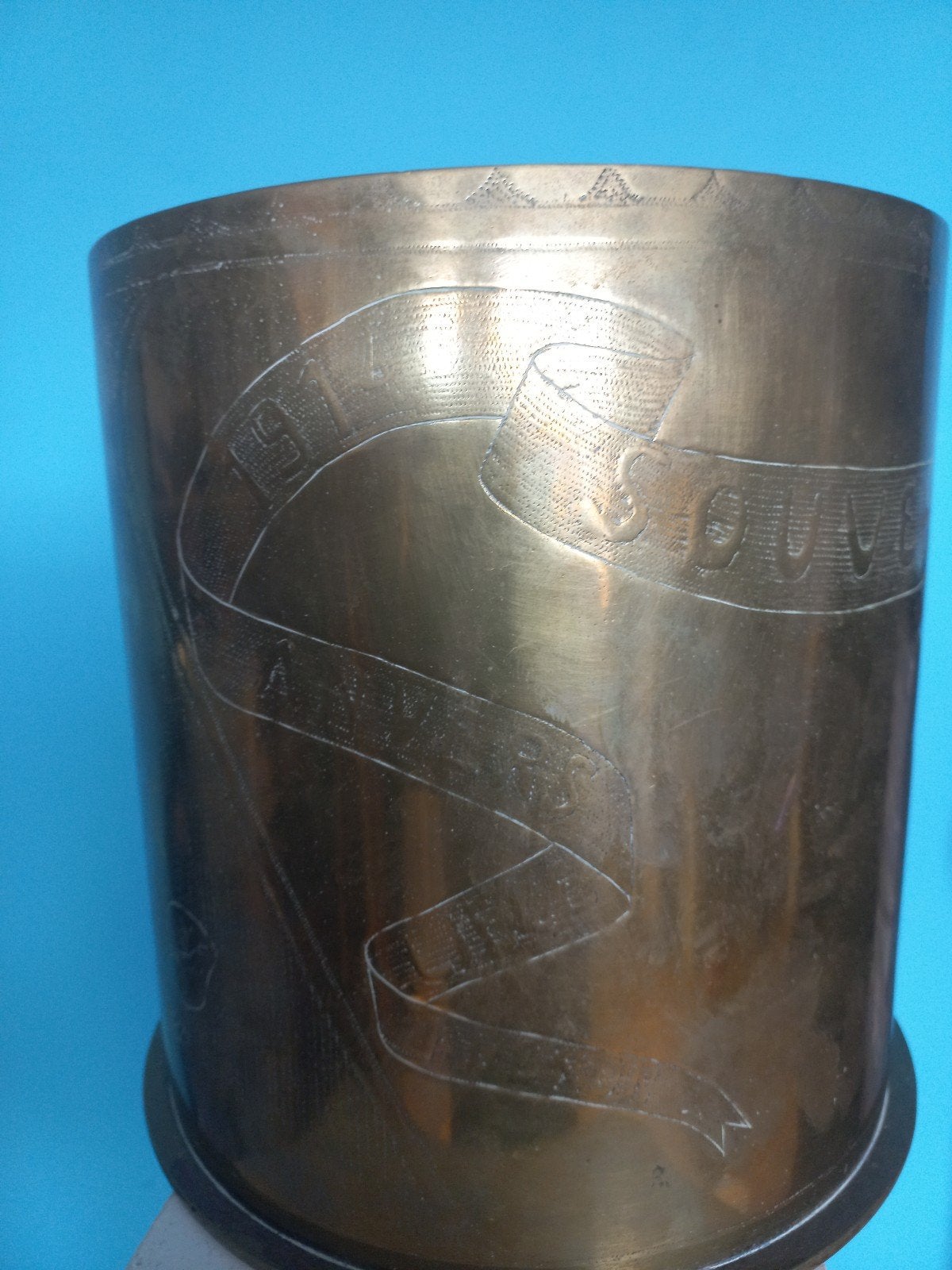 WO1 Duitse Trench Art Huls 22cm - Souvenir 1917, Ophalen of Verzenden, Landmacht, Duitsland, Hulzen of Bodemvondsten