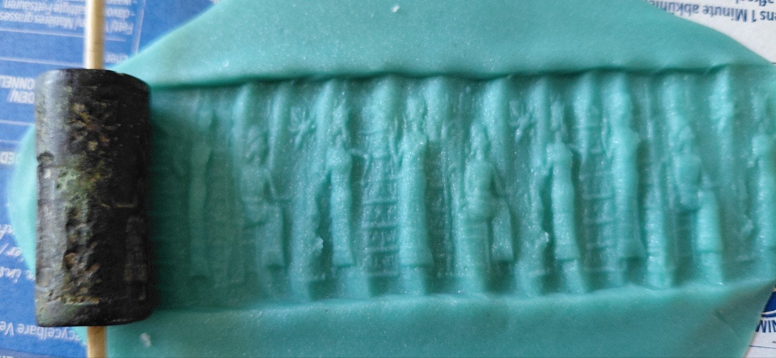 Een zeldzame en intrigerende cilindervormige zegelstempel ui, Ophalen of Verzenden