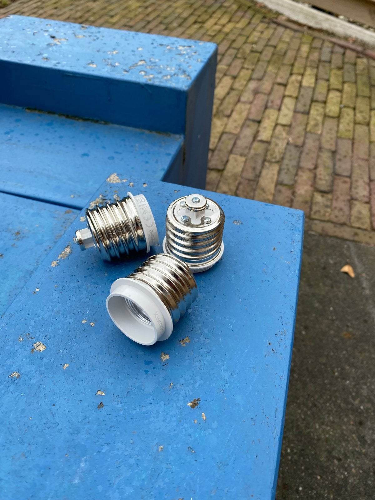 3x E40 naar E27 Lampfitting Adapter, Metaal, Overige merken, Gebruikt, Ophalen of Verzenden
