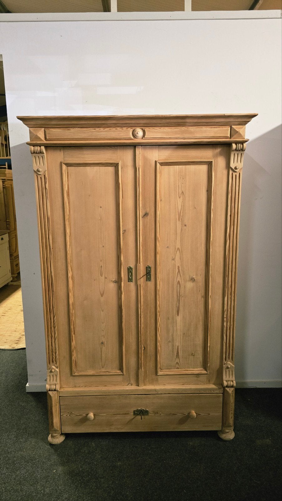 Gerestaureerde Kledingkast Grenen Hout Antiek, 100 tot 150 cm, Met lade(s), Ophalen of Verzenden, Zo goed als nieuw