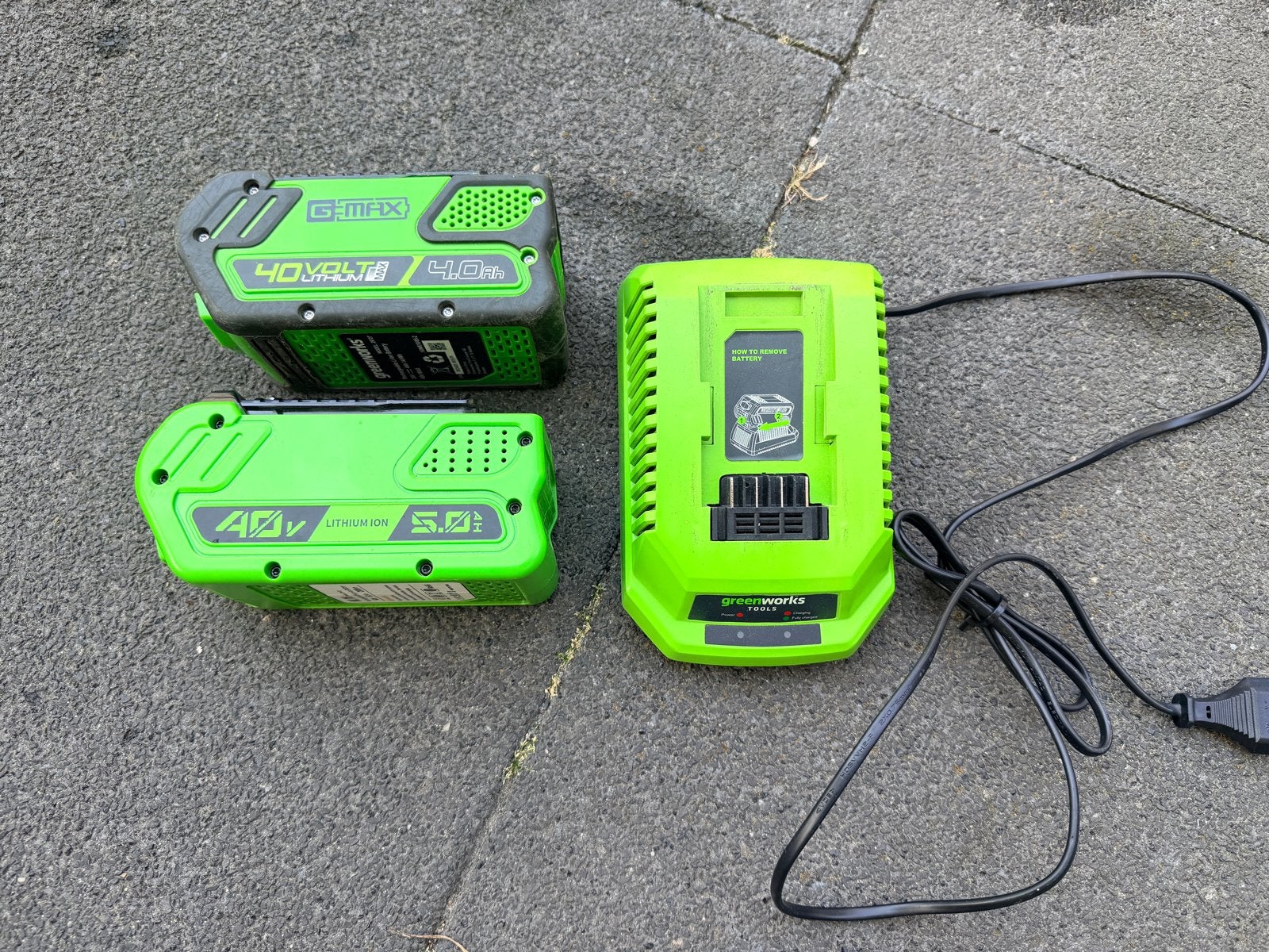 Greenworks 40V Accu Bladblazer & Heggenschaar Set, Tuin en Terras, Bladblazers, Gebruikt, Handgedragen, Accu, Met opvangzak, Ophalen