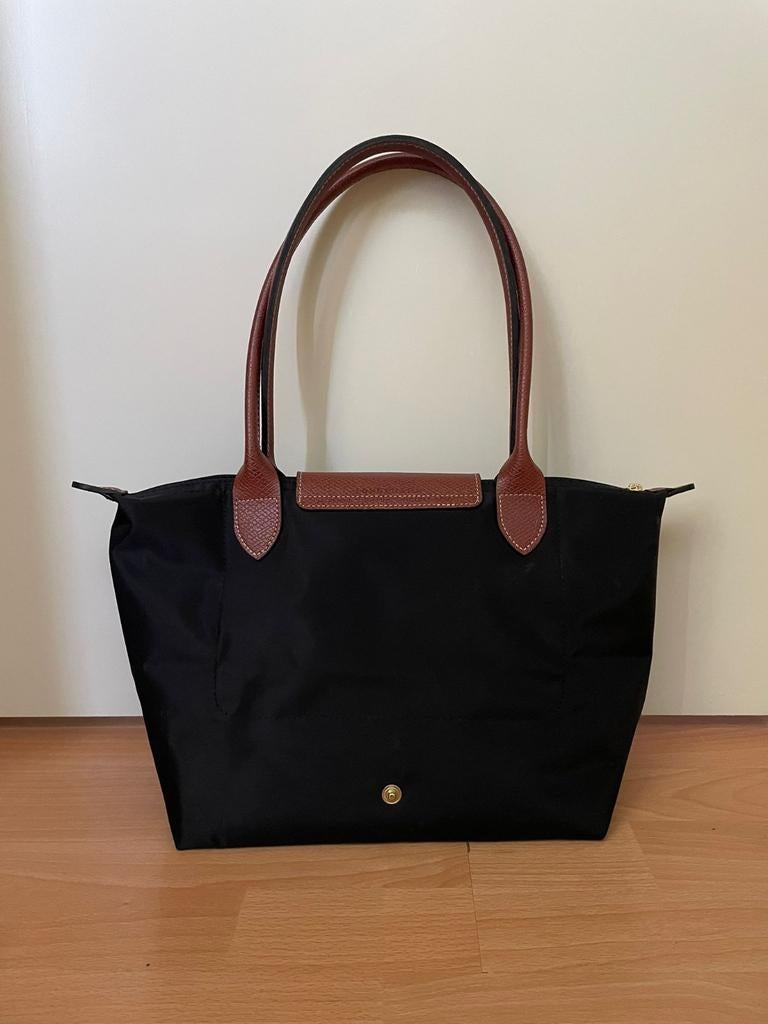 Longchamp handtas maat M - Zwart met bruine details, Ophalen of Verzenden, Nieuw, Zwart, Schoudertasje
