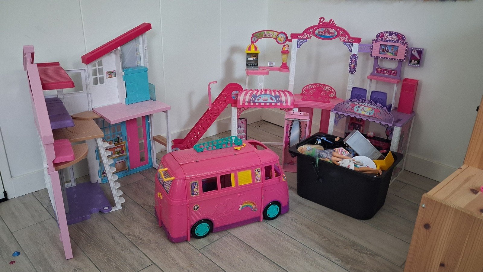 Barbie Droomhuis, Camper en Malibu Winkelset, Ophalen, Gebruikt, Barbie