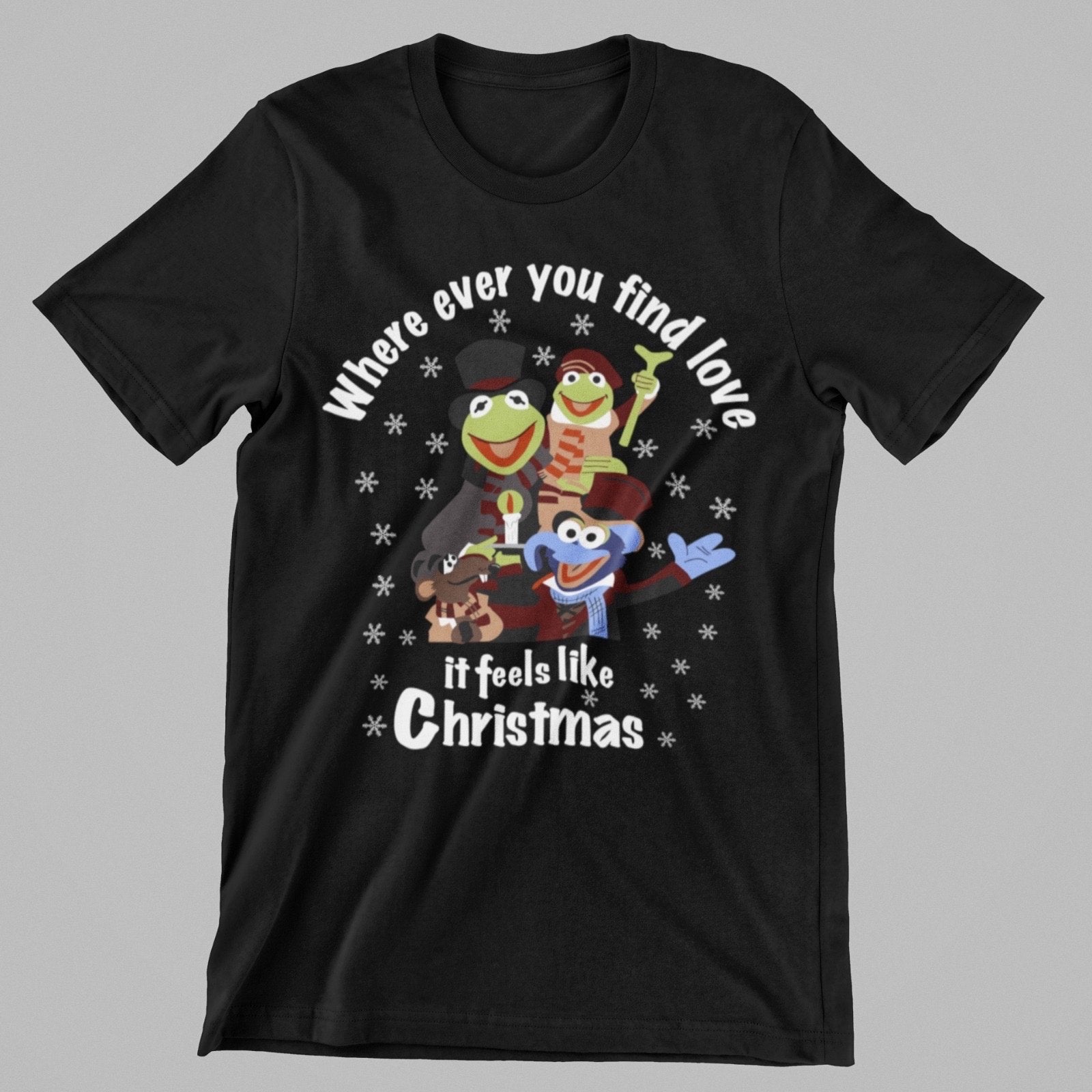 Muppet Christmas Carol T-Shirt Unisex 100% Katoen Kerst Top, Verzenden, Nieuw, Overige maten, Zwart