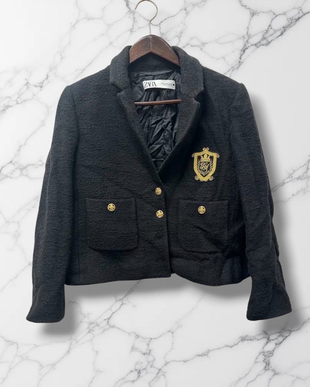Zara Luxe Jasje Maat XS met Gouden Details, Zwart, Ophalen of Verzenden, Zo goed als nieuw, Jasje