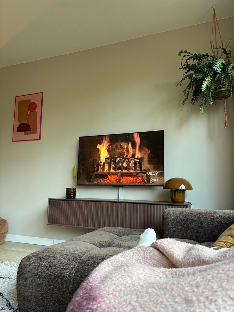 Cavetown zwenend tv meubel, Huis en Inrichting, Haarden, Ophalen of Verzenden, Zo goed als nieuw, Vrijstaande haard, Elektrische haard