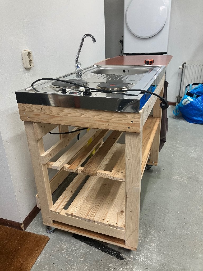 Compleet keuken aanrecht spoelbak en kookplaten, Ophalen, Zo goed als nieuw, Rvs, Overige typen
