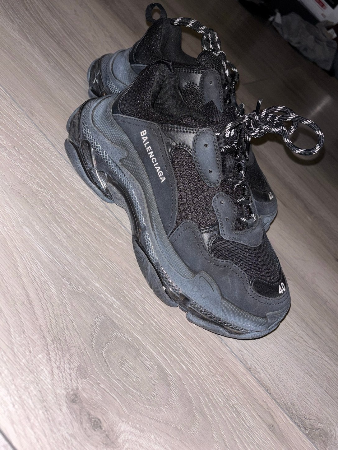 Balenciaga Triple S Sneakers Zwart Maat 40, Kleding | Dames, Ophalen of Verzenden, Gedragen, Zwart, Sneakers of Gympen