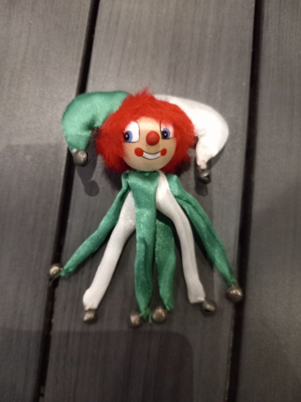 Grappige Harlekijn Broche - Groen/Wit, Ophalen of Verzenden, Zo goed als nieuw