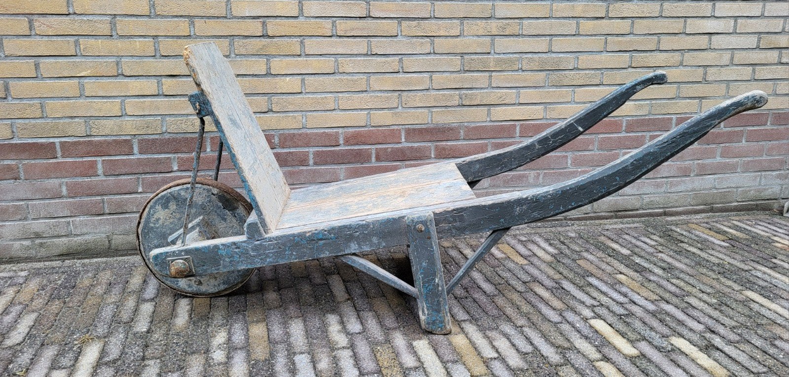Antieke houten kruiwagen - Decoratief object, Ophalen, Onbekend, Handmatig, Gebruikt