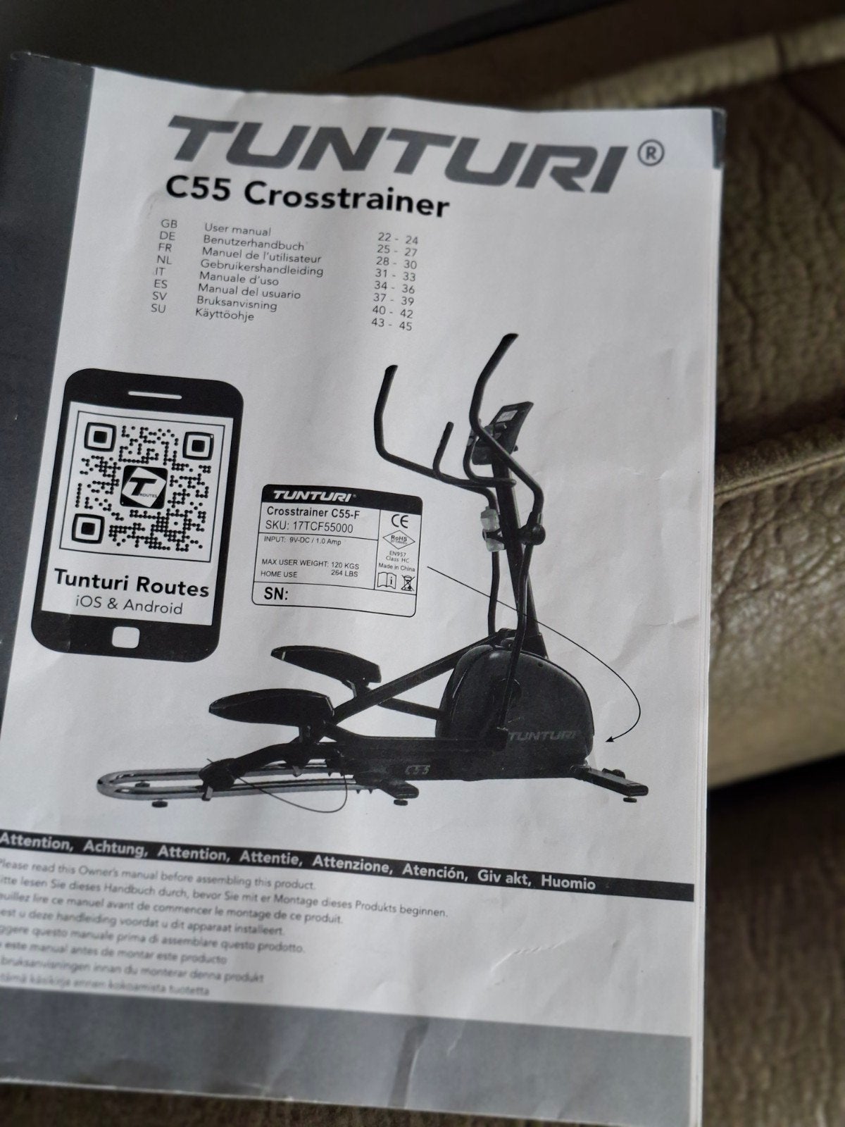 Tunturi C55 Crosstrainer - Perfect voor Thuis Workouts, Sport en Fitness, Ophalen, Benen, Crosstrainer