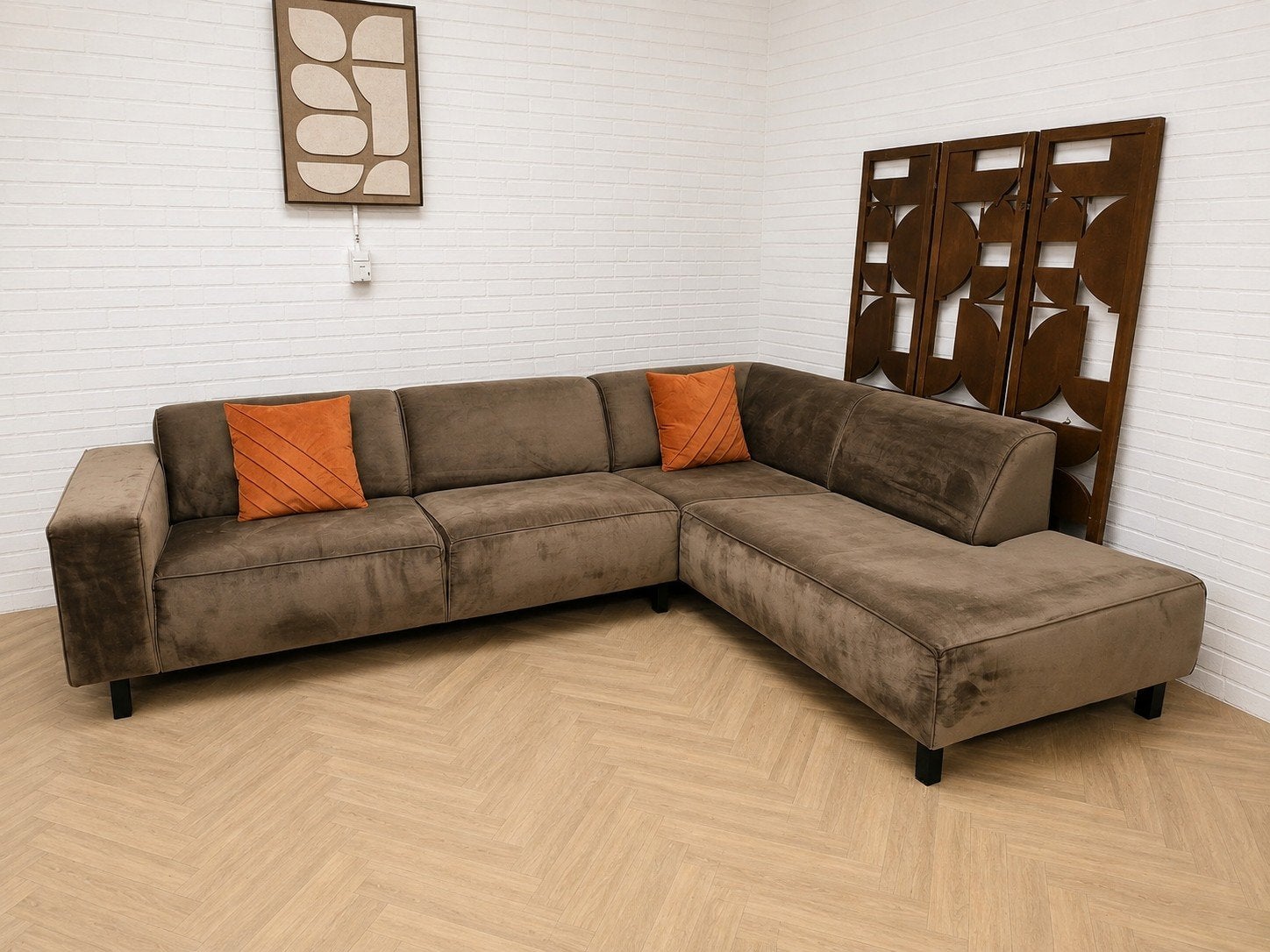 Hoekbank | Modern | Velvet, Ophalen of Verzenden, Zo goed als nieuw, Stof, Modern