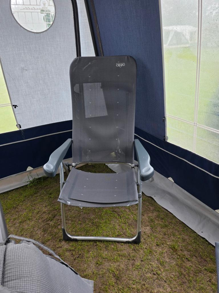 2x Crespo standenstoel, grijs., Caravans en Kamperen, Kampeermeubelen, Ophalen, Zo goed als nieuw, Campingstoel