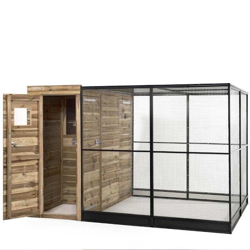 Volière R9 met houten nachthok en aluminium vlucht Nachthok, Ophalen of Verzenden, Nieuw, Aluminium, Volière