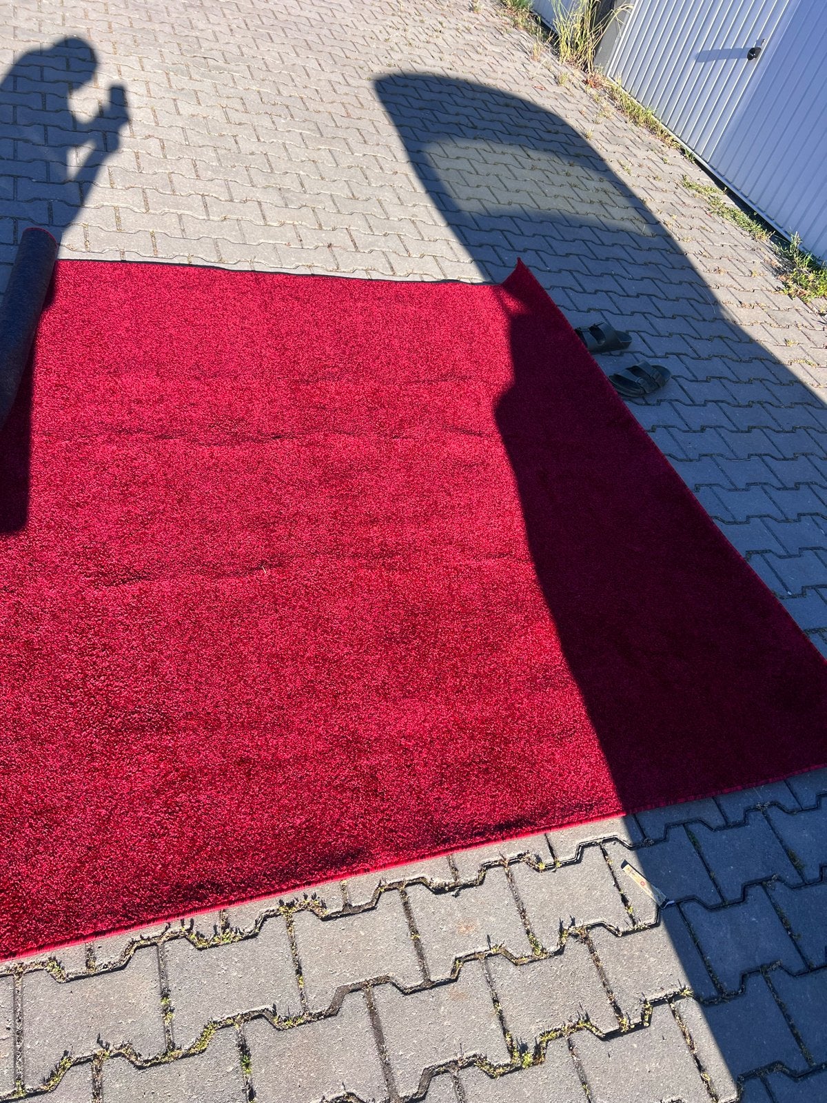 Laagpolig vloerkleed vierkant 200x200 cm - Rood, Ophalen, Vierkant, Nieuw, 200 cm of meer