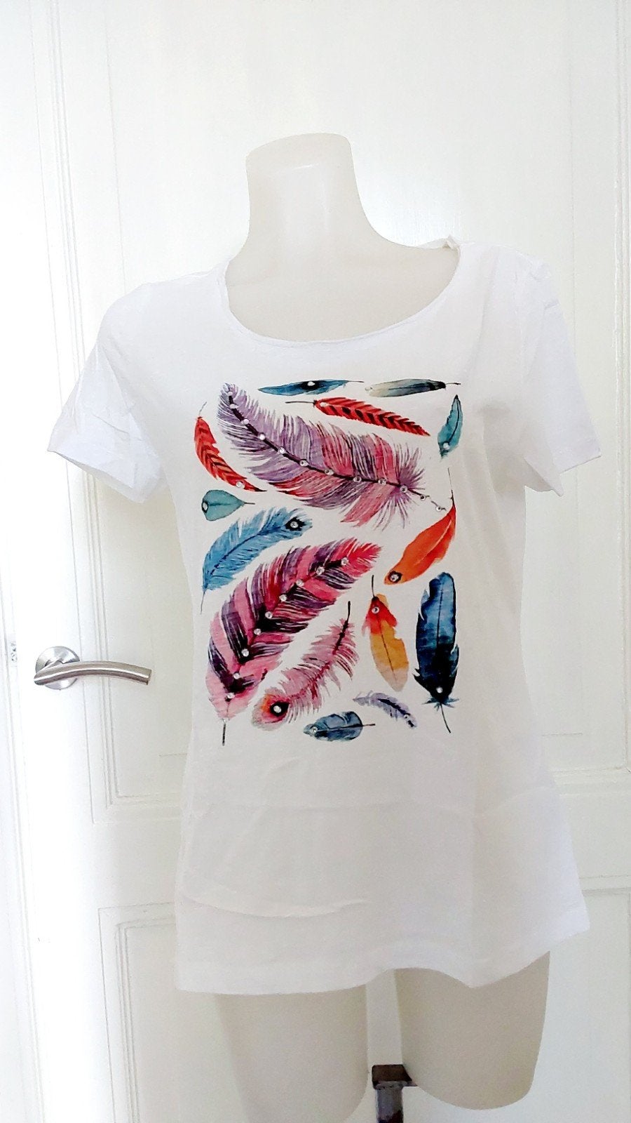 Leuke Cheers top met verenprint, maat S, nieuw, Wit, Nieuw, Ophalen of Verzenden, Cheers