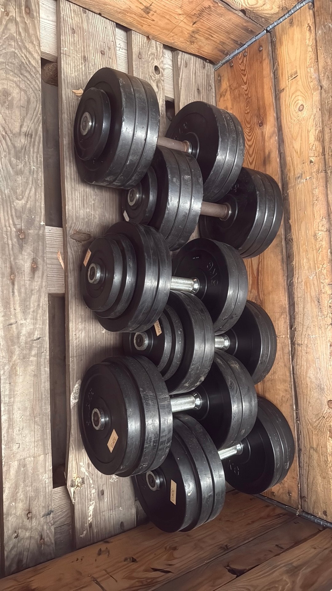 Dumbellset 26kg tm 30kg, Ophalen, Zo goed als nieuw, Dumbbell
