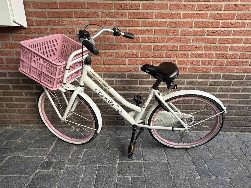 Gazelle meisjesfiets 24 inch - Wit met roze accenten, Ophalen, Terugtraprem, Handrem, Gebruikt
