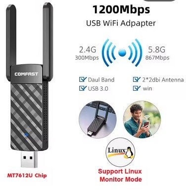 Usb wifi dongle 5 Ghz   1200mbps  MT7612U-chip, Computers en Software, Ophalen of Verzenden, Nieuw