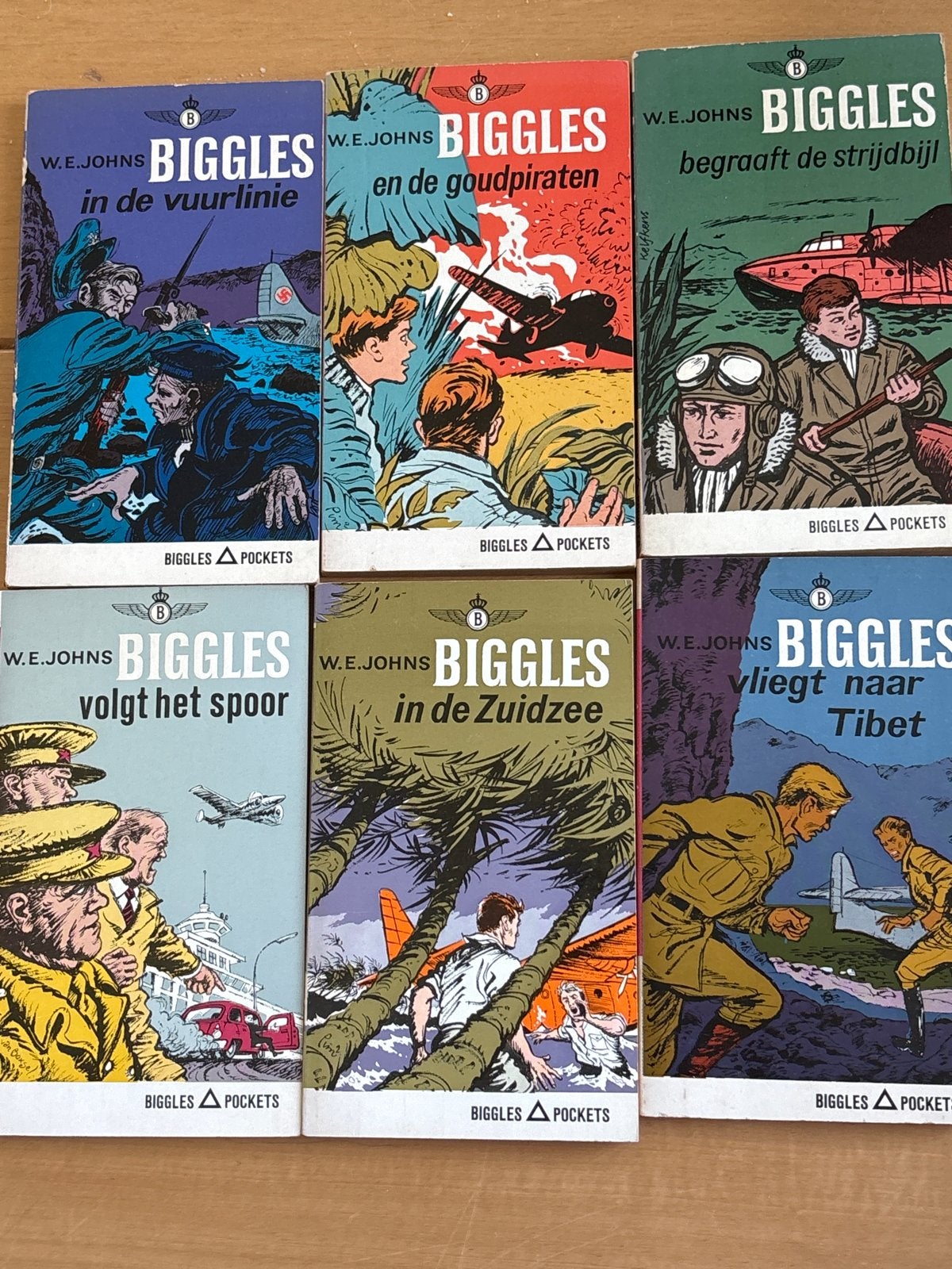 W.E. Johns Biggles Pockets - Complete Set van 6 Boeken, Ophalen of Verzenden, Gelezen