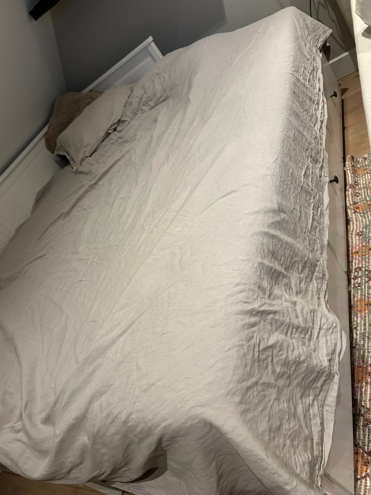 2 persoons uitschuifbaar bed Ikea met 2 persoons dik matras, Ophalen, Wit, Tweepersoons, Zo goed als nieuw