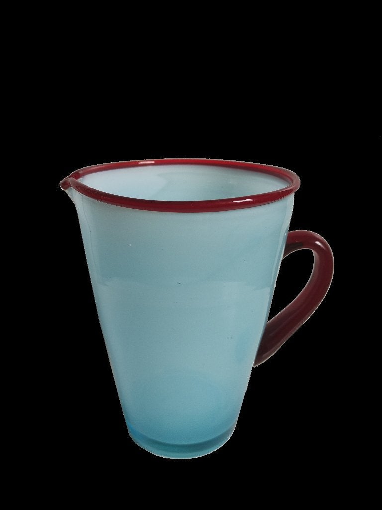 Schitterende vintage mondgeblazen morning fog karaf kan, Huis en Inrichting, Ophalen of Verzenden, Zo goed als nieuw, Blauw, Glas