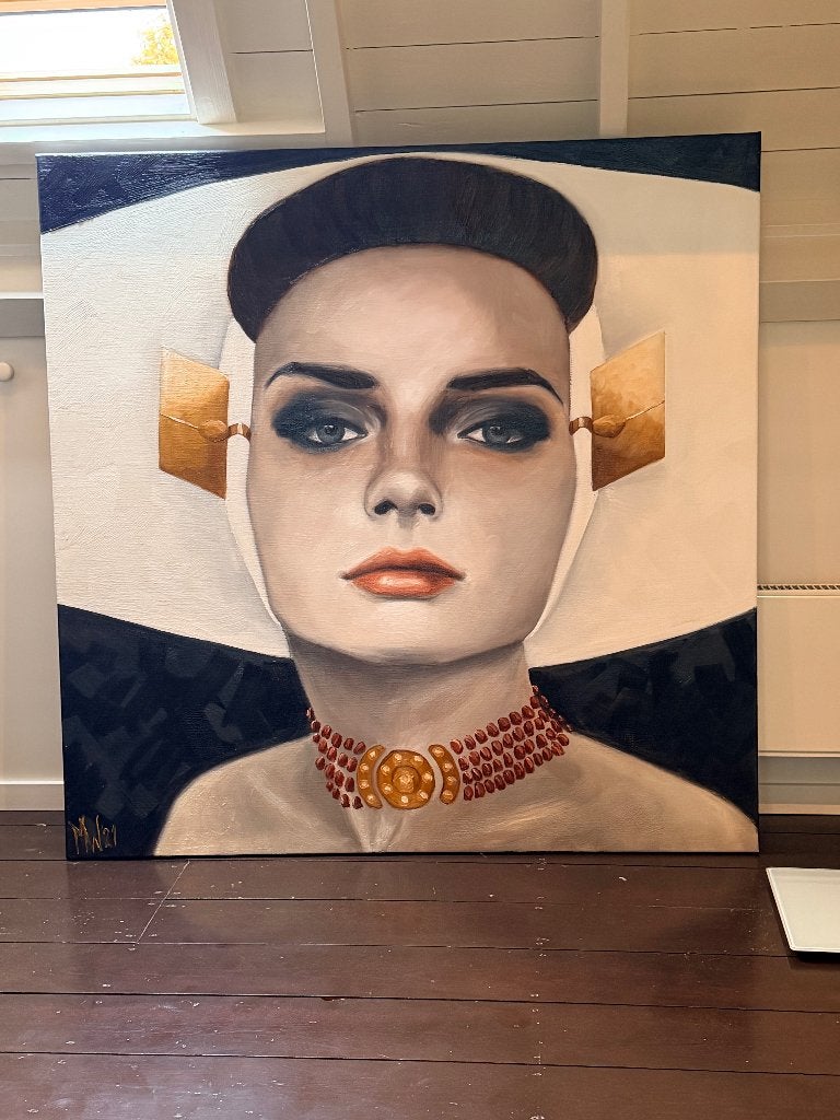 Schilderij Zeeuwse vrouw, Acrylverf, Doek, Portret of Personen, Ophalen of Verzenden