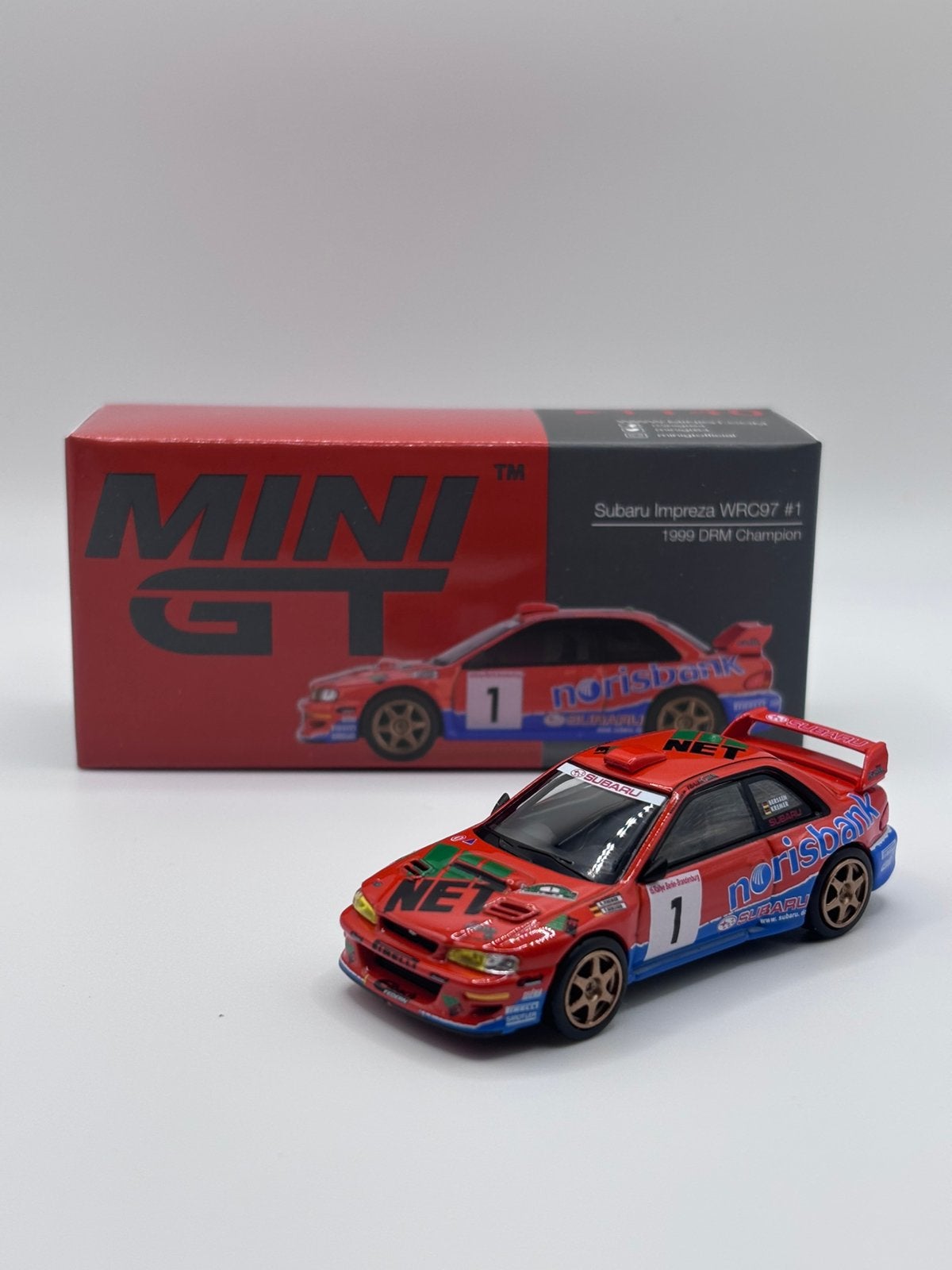 Mini GT - Subaru Impreza WRC97 #1 1999 DRM Champion, Www.rubensmodelautos.nl, Auto, Nieuw, Ophalen of Verzenden