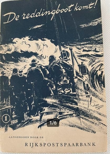 Plaatjesalbum "De reddingboot komt!" 1950-1953, Ophalen of Verzenden, Gelezen, Hubo de Jonge, Plaatjesalbum