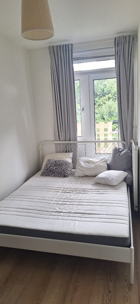 IKEA NESTTUN bed 160x200 + matras – wit, Ophalen, Wit, Tweepersoons, Zo goed als nieuw