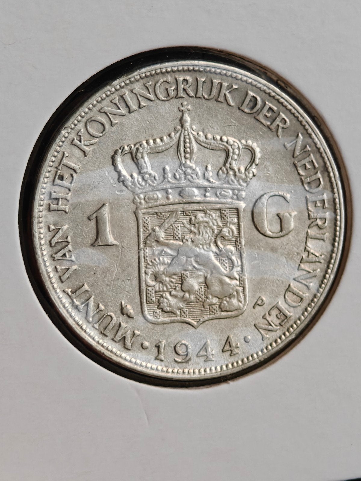1 Gulden 1944 P.E. Wilhelmina, Postzegels en Munten, 1 gulden, Zilver, Ophalen of Verzenden, Koningin Wilhelmina