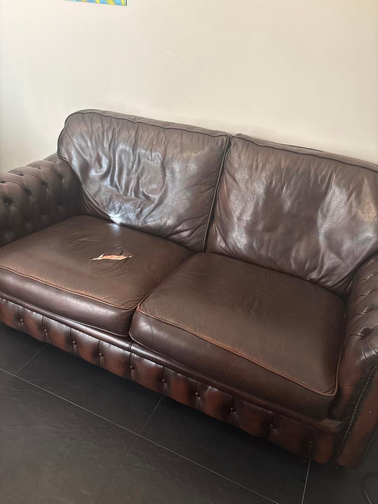 Originele Chesterfield banken - 2 en 3 zits, Huis en Inrichting, Ophalen, Gebruikt, 200 tot 250 cm, Vierpersoons of meer
