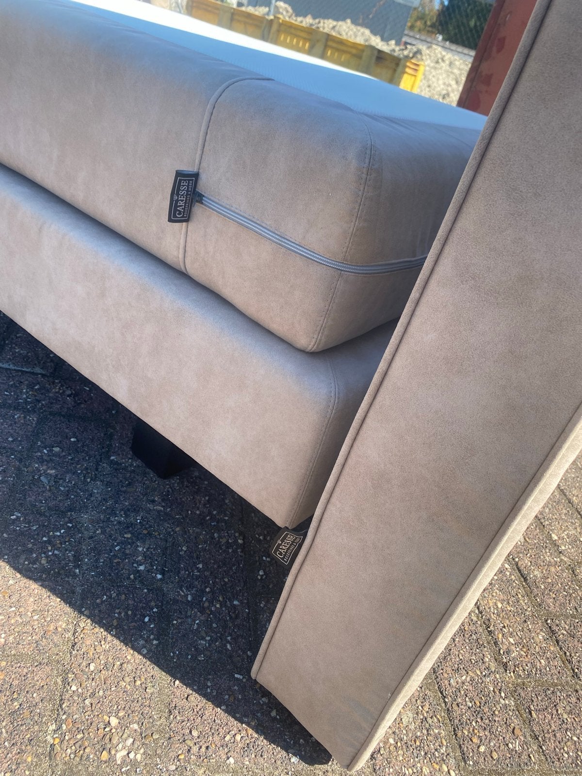 Caresse boxspring inclusief topper 120x200 elektrisch, Ophalen, Beige, Zo goed als nieuw, Twijfelaar