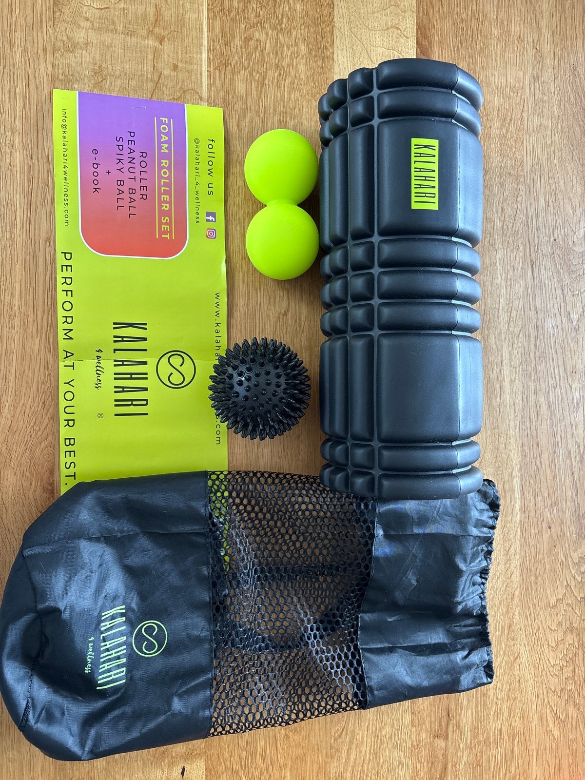 Kalahari Foam Roller Set: Roller, Peanut Ball, Spiky Ball, Ophalen of Verzenden, Zo goed als nieuw, Armen, Foamroller