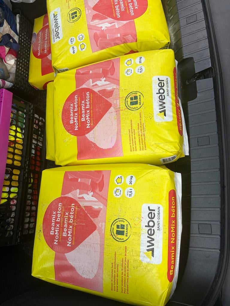 6 nieuwe zakken Weber Beamix NoMix beton 20 kg, Ophalen of Verzenden, Nieuw