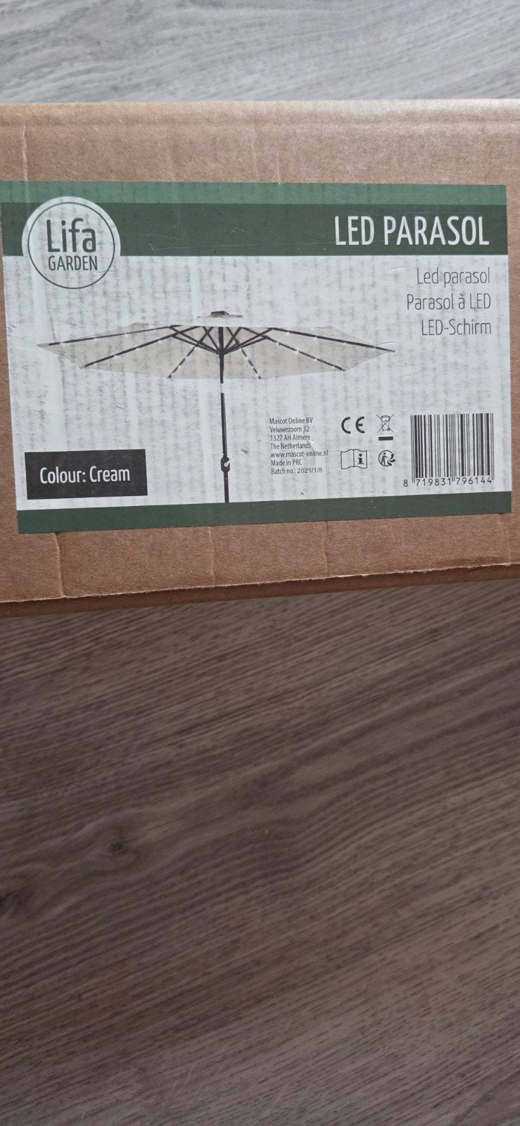 Lifa Garden LED Parasol - Crème Kleur, Ophalen of Verzenden