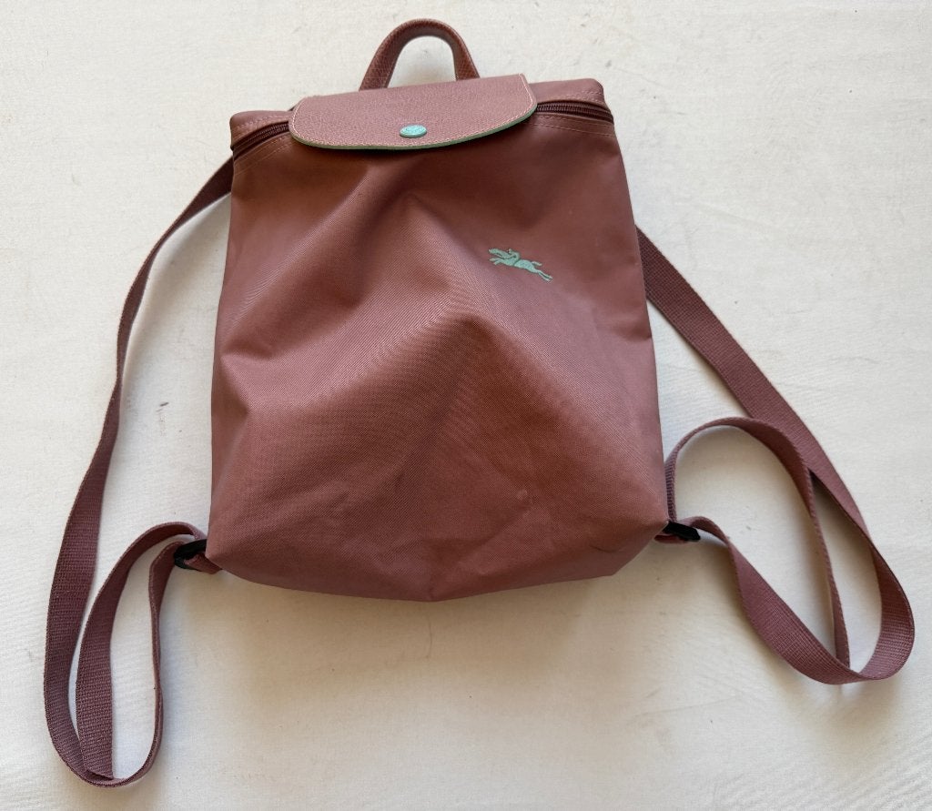 Rugzak sac a dos Longchamp le pliage lila met mint tas, Ophalen, Gebruikt, Paars, Schoudertasje