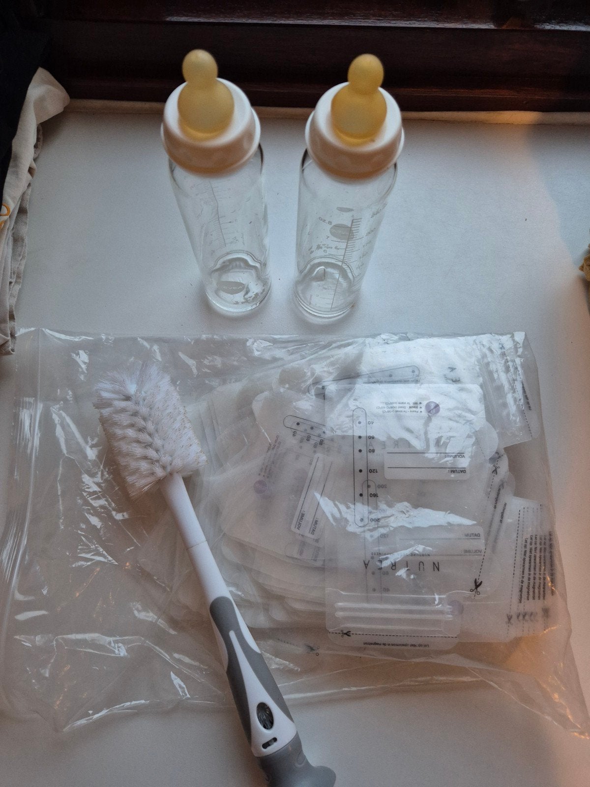 Hevea glazen babyflessen + Nutrea moedermelk bewaar zakjes, Ophalen, Gebruikt, Overige typen